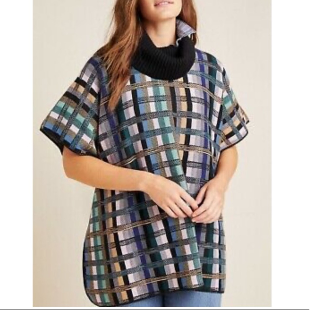 NWT Anthropologie Aldomartins Gracie plaid poncho